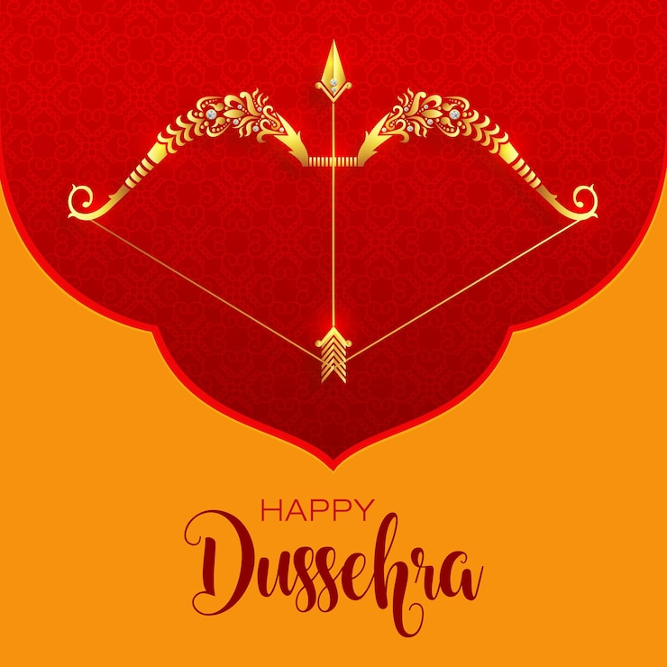 Vettore arco e freccia di rama nel festival happy dussehra, navratri e durga puja dell'india