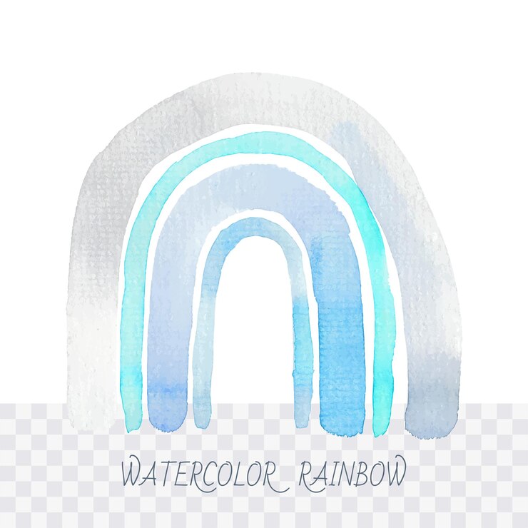 Arcobaleno carino acquerello blu e grigio