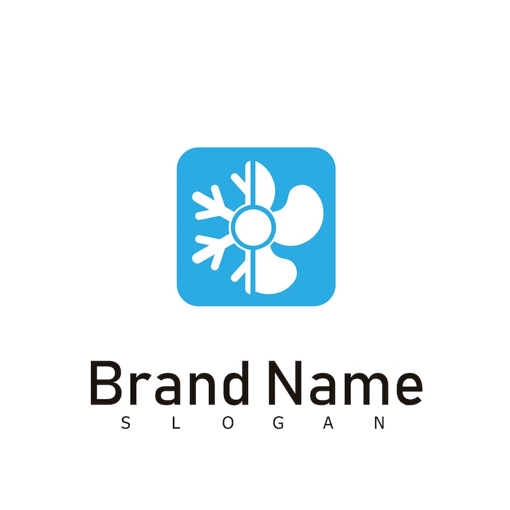 Vettore aria condizionata e fiocco di neve con modello di logo twist riparazione della costruzione e installazione di condizionatori d'aria disegno vettoriale illustrazione