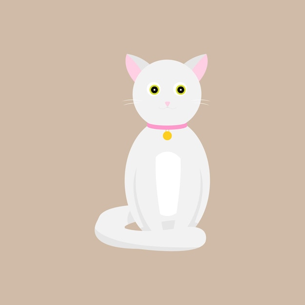 Aristocratico gatto bianco con colletto rosa