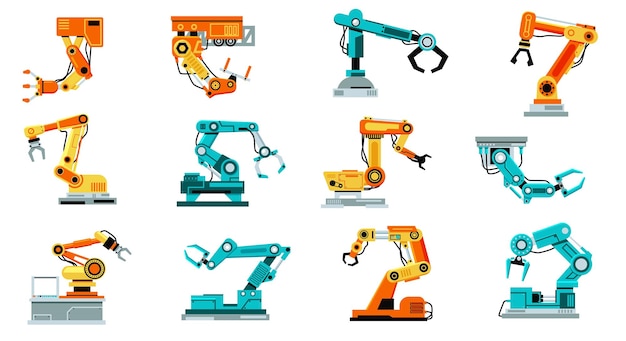 Armamento robotizzato Equipaggiamento automatico di fabbrica Macchinari meccanici e idraulici di fabbricazione Manipolatori isolati di trasportatori Set di utensili industriali vettoriali