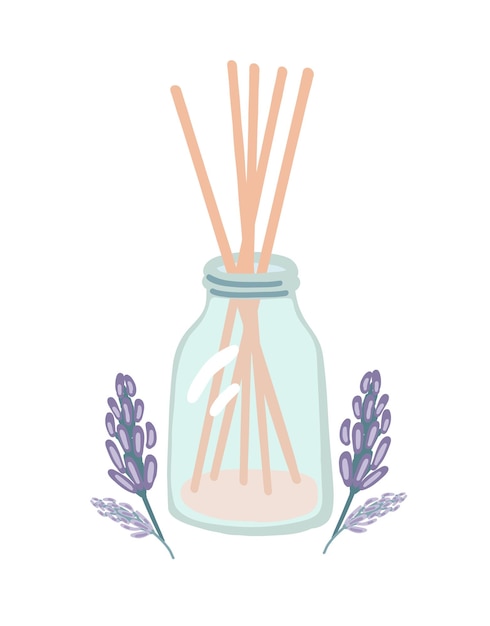 Aroma stick bottiglia lavanda flat design set