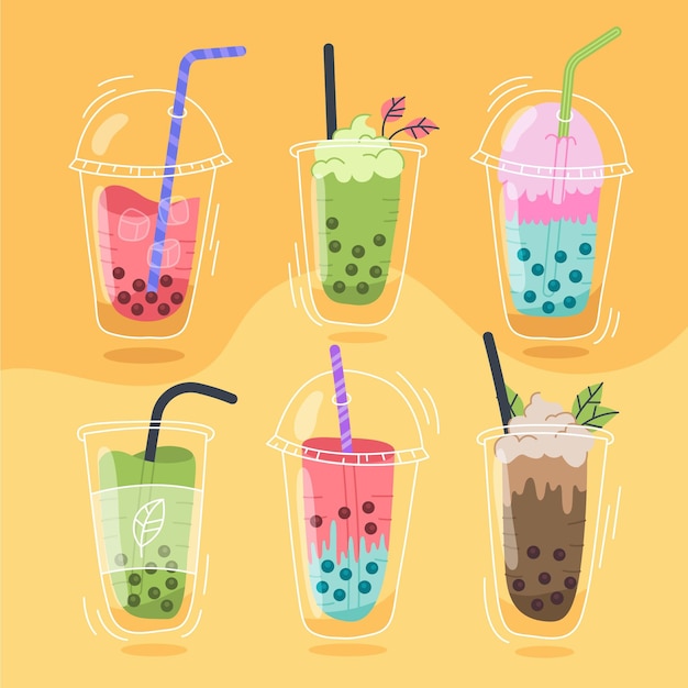 Aromi di tè bolla disegnati a mano