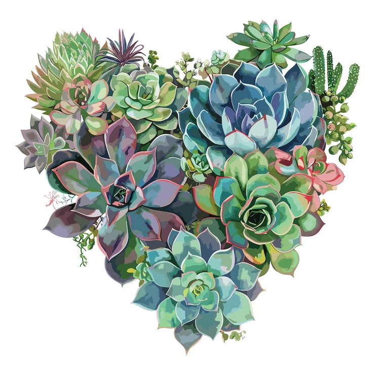Vettore arrangamento di piante succulente heart clipart