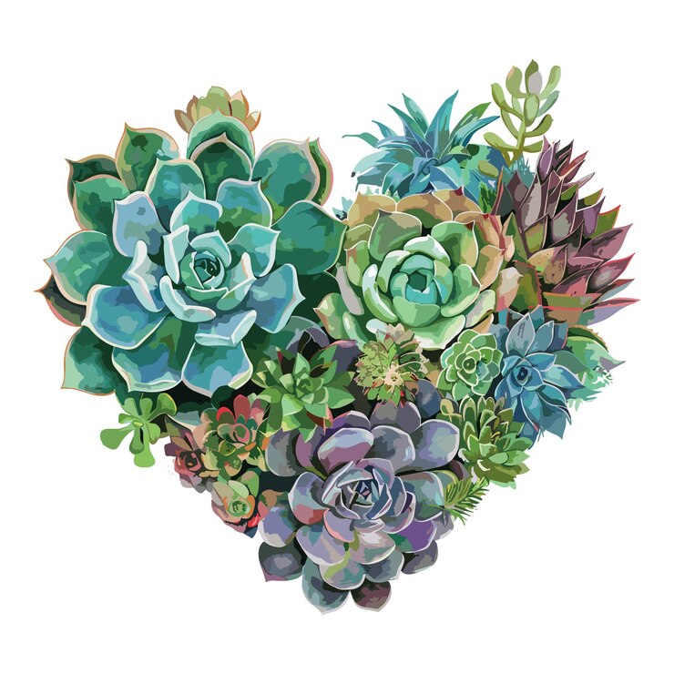 Vettore arrangamento di piante succulente heart clipart
