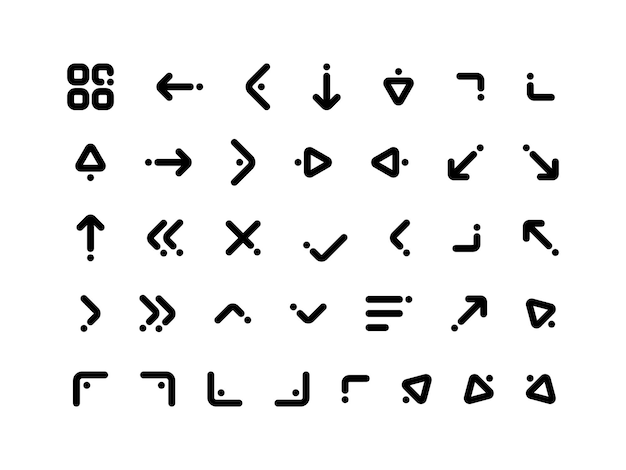Arrow Icon Pack Outline Style Navigation Icon Collection Perfetto per siti web, pagine di destinazione, applicazioni mobili e presentazioni Adatto per l'interfaccia utente o l'esperienza utente UI UX