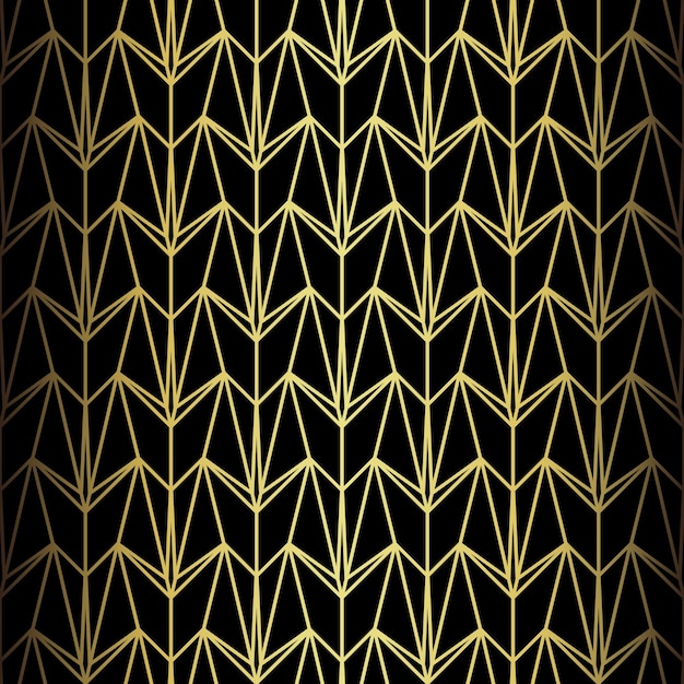 Art Deco Pattern Sfondio vettoriale in stile degli anni '20 Texture nere dorate per l'uso di design d'interno come copertine per cuscini da parati, stampe di tende, rivestimenti ecc.