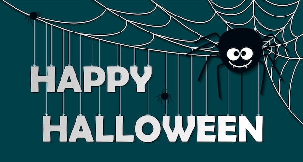 Arte cartacea Carta di Halloween felice Illustrazione in stile taglio vettoriale