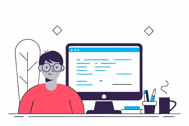 Arte dell'illustrazione del concetto di programmatore