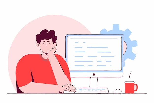 Arte dell'illustrazione del concetto di programmatore