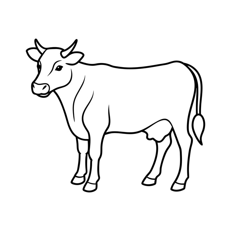 Vettore arte della linea della mucca logo icon silhouette vector illustration design