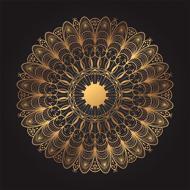 Arte di lusso della mandala con l'illustrazione arabesca dorata