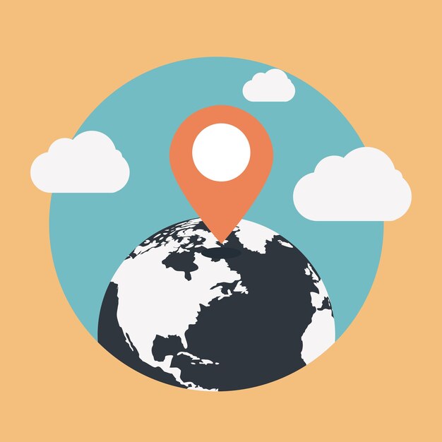 arte illustrazione concetto di design simbolo icona logo pin globo mondo