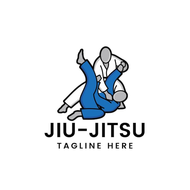 Arte marziale brasiliana Jiu Jitsu Judo logo simbolo sportivo illustrazione vettore