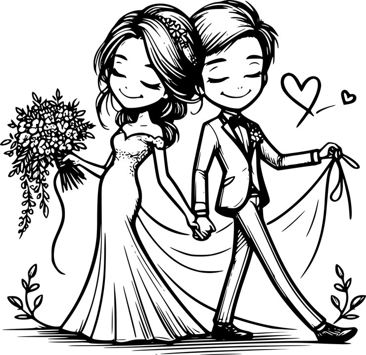 Vettore arte romantica per matrimoni e disegni ispirati all'amore arte romantica di matrimonio per coppie e amore