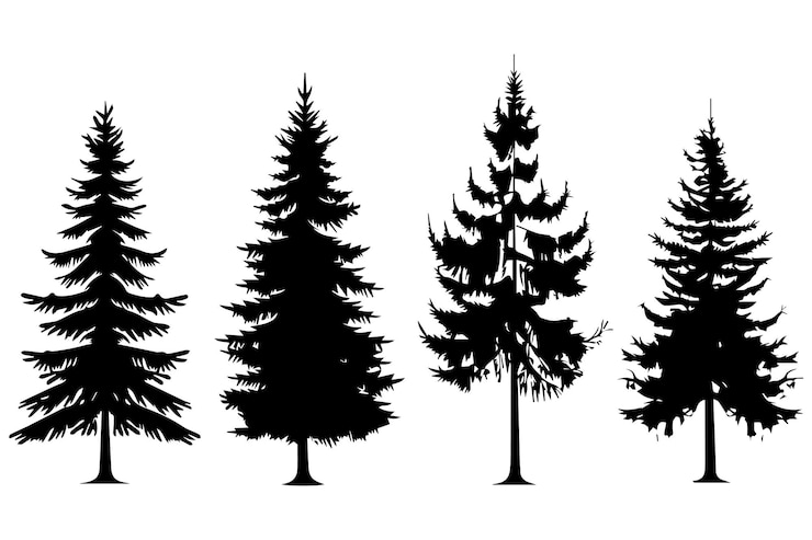 Vettore arte vettoriale della silhouette dell'albero di natale