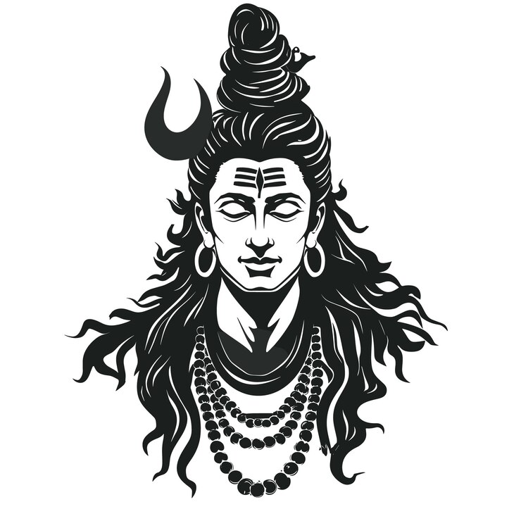 Vettore arte vettoriale di shiva con contorno nero su sfondo bianco
