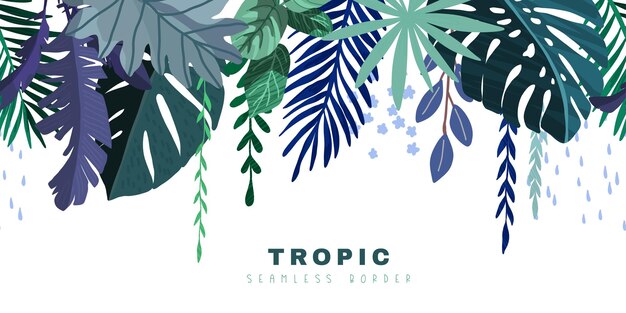 Arte vettoriale disegnata a mano con bordo senza cuciture tropicale