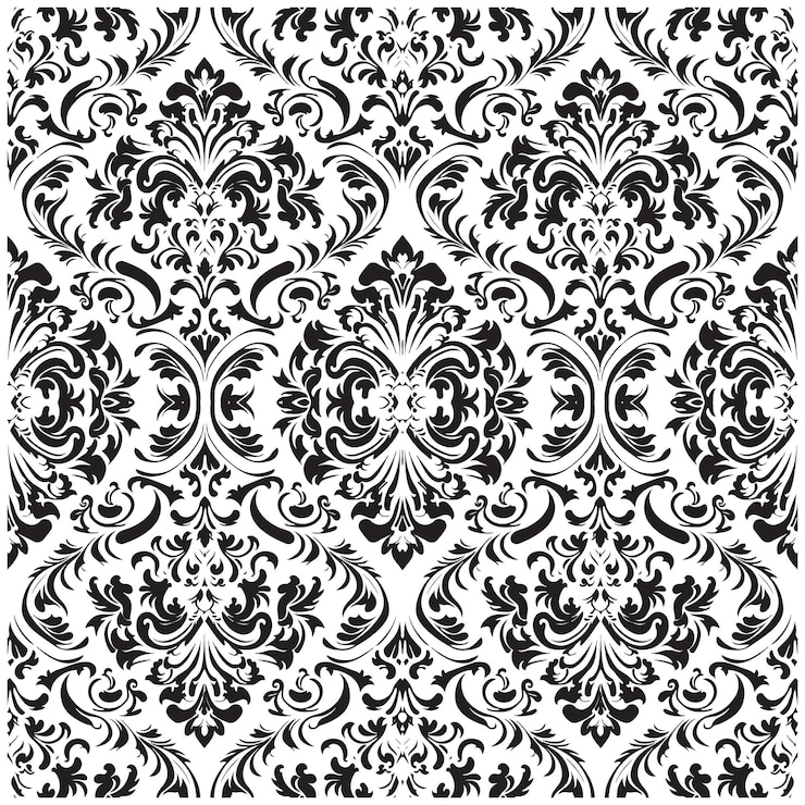 Vettore arte vettoriale motivo floreale bianco nero