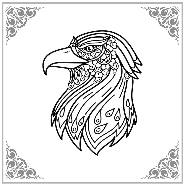 Arti zentangle Eagle isolati su sfondo bianco