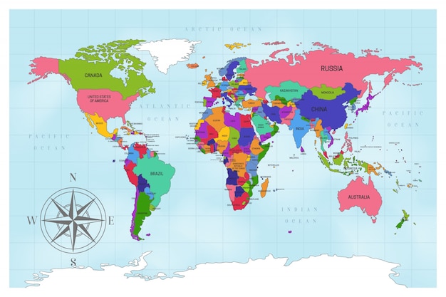 Artistico mappa del mondo politico