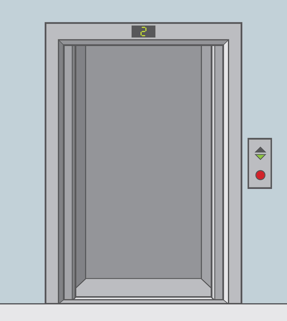 Ascensore con porta aperta
