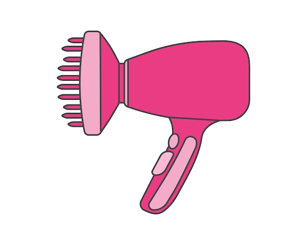 Asciugatrice di capelli Linea Iconica della moda Asciugatore di capelli da parrucchiere a soffiatrice Barbiere Vettore cartone animato