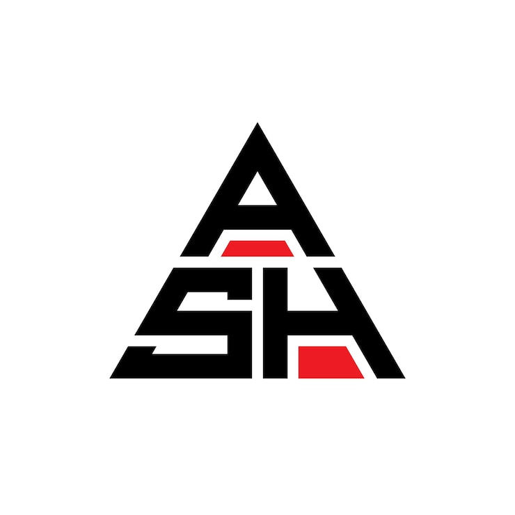Vettore ash triangolo lettera logo design con forma di triangolo ash logo triangolo design monogramma ash modello di logo vettoriale triangolo con colore rosso logo triangolare ash semplice logo elegante e lussuoso