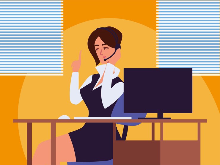 Vettore assistente lavoratrice d'ufficio