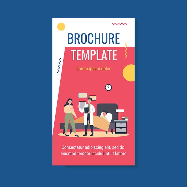Assistente medico che parla con modello di brochure madre preoccupata