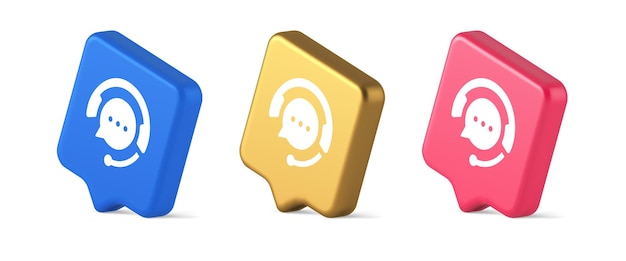Assistenza clienti live chat servizio pulsante informazioni messaggistica consulenza icona 3d
