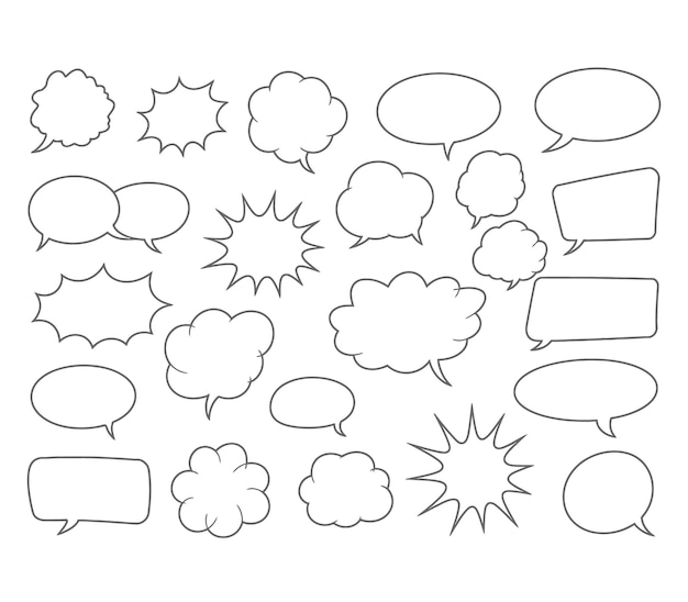 Assortment of Hand-Drawn Speech and Thought Bubbles