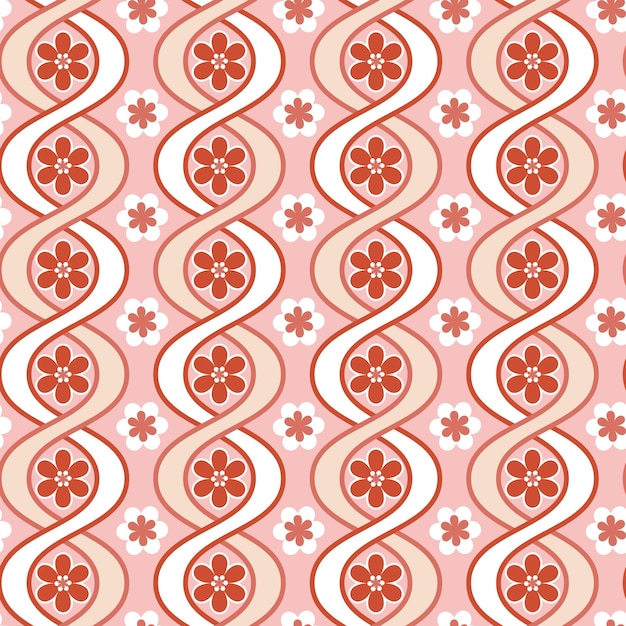 Astratte strisce ondulate verticali fiori modello vettoriale retrò forme geometriche complesse moda alla moda