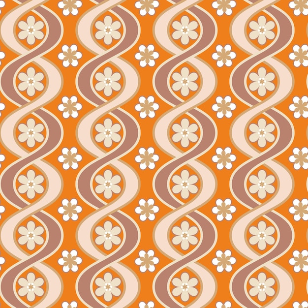Astratte strisce ondulate verticali fiori modello vettoriale retrò forme geometriche complesse moda alla moda