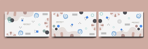 Astratto colorato Memphis piatto forme geometriche sfondo Composizione astratta con linee punto quadrato triangolo cerchio e stile piatto ondulato Design per banner copertina poster presentazione carta
