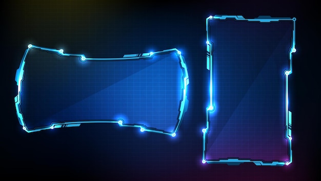 Astratto futuristico blu brillante tecnologia sci fi frame hud ui