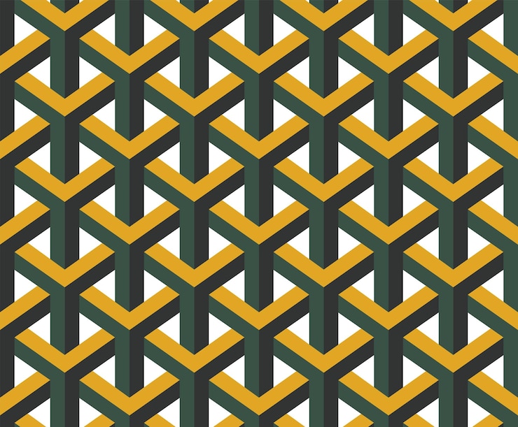 Vettore astratto geometrico complesso strisce trident poligono prospettiva seamless vector pattern trendy