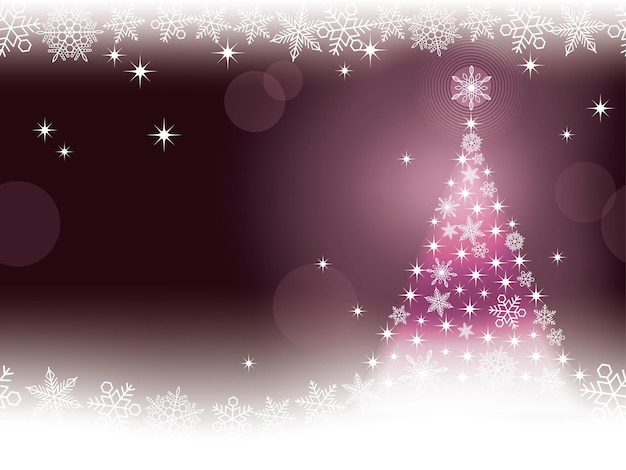 Astratto inverno rosa scuro vettore sfondo senza soluzione di continuità con un albero di Natale e fiocchi di neve