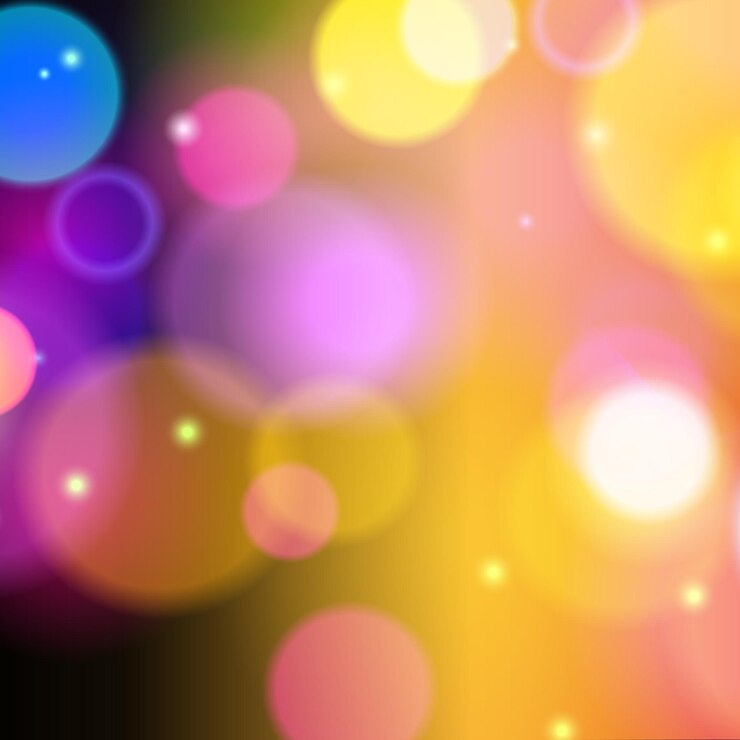 Vettore astratto sfondo bokeh multicolore con cerchi sfocati e glitter elemento decorativo per vacanze di natale e capodanno biglietti di auguri banner web poster vettore