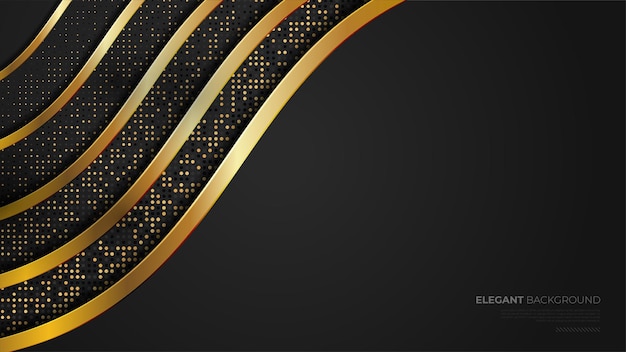 Astratto sfondo nero di lusso con banner linea dorata Elegante per banner brochure rivista