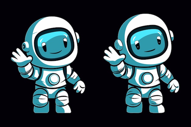 Astronauta robotico che agita la mano nello spazio planetario esplorando il futuro della scienza e della tecnologia