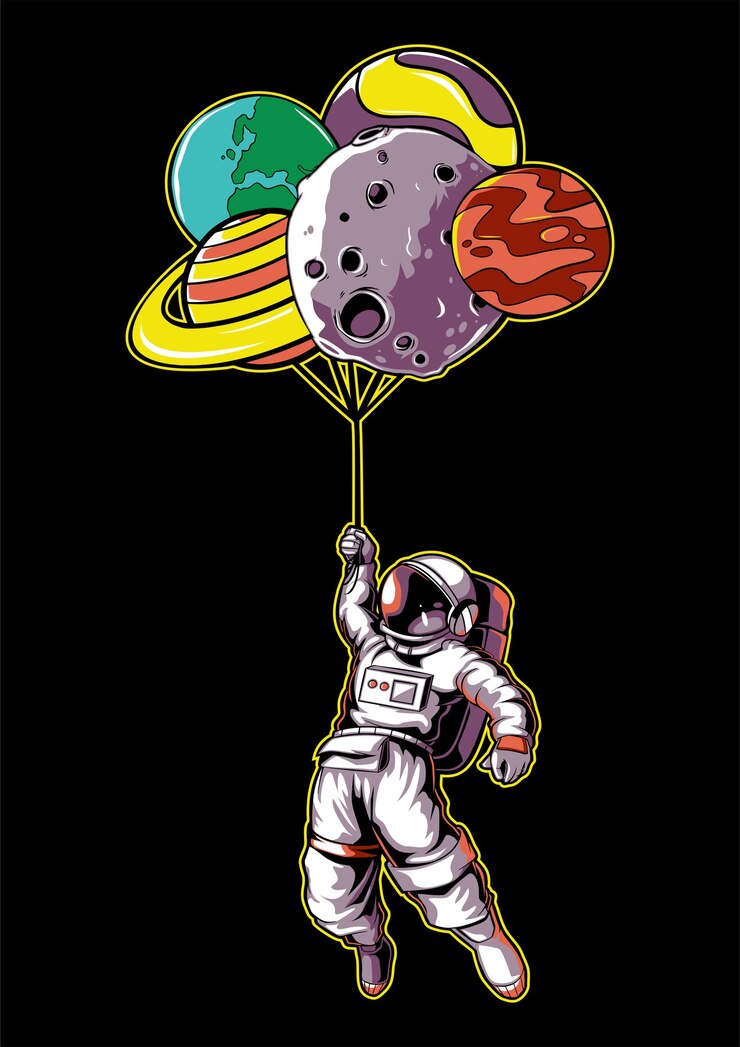 Vettore astronauti e pianeti