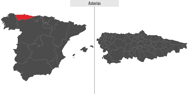 Asturie mappa regione della Spagna