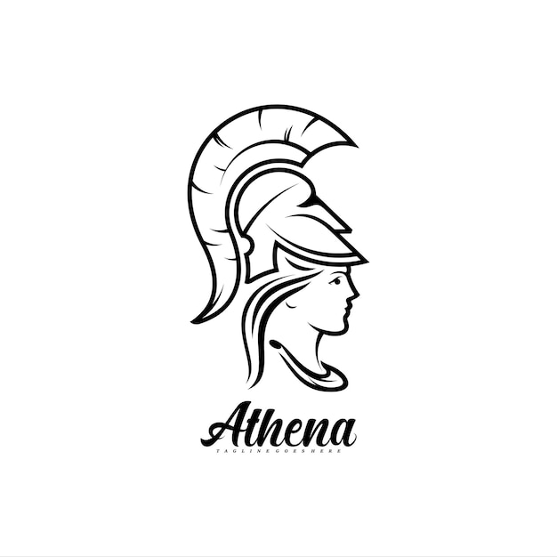 Atena la dea logo disegno vettoriale illustrazione logo icona linea premium
