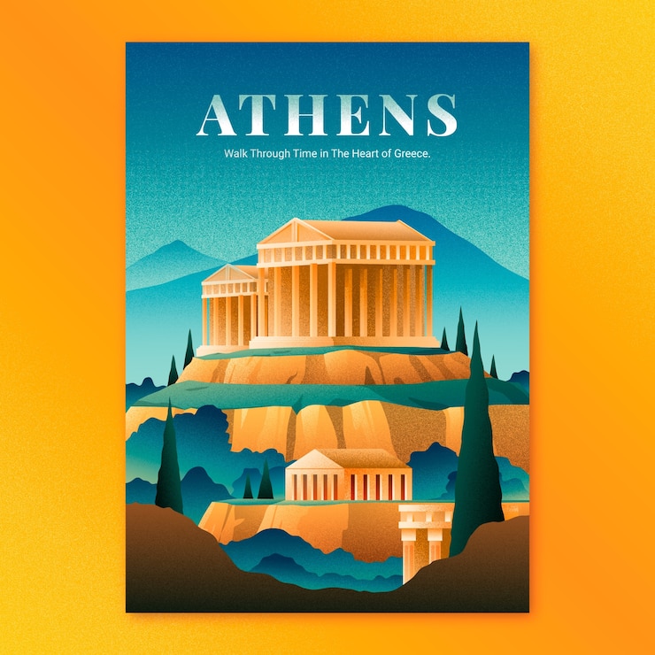 Vettore athens: a journey through time in the heart of greece