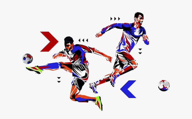 Atleta sportivo di calcio in stile silhouette astratto Design con un concetto sportivo nazionale