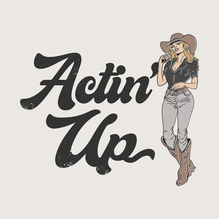 Vettore atteggiamento da cowgirl vintage western shirt design