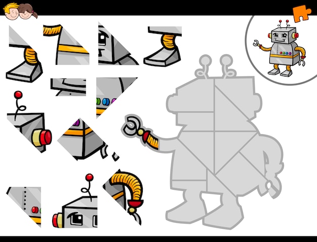 attività di jigsaw puzzle con robot