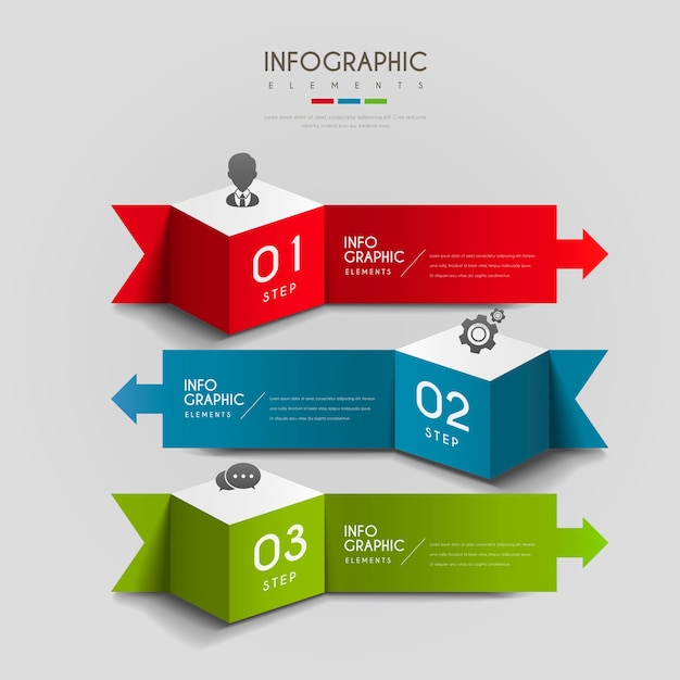 Attraente design infografico con cubi 3d ed elementi frecce