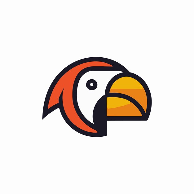 attraente design minimalista del logo con testa di pappagallo